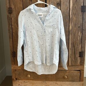 Grayson The Hero Shirt Womens 02 Small Butterfly LINEN Button Up Blouse